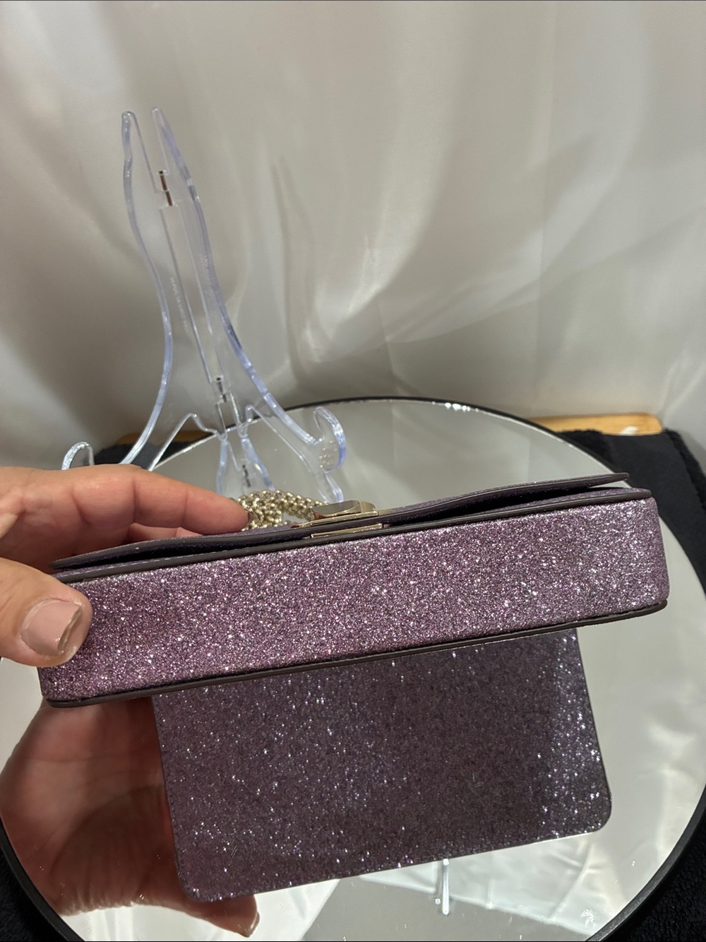 kate spade glitter purple crossbody with gold chain EUC - Picture 6 of 9